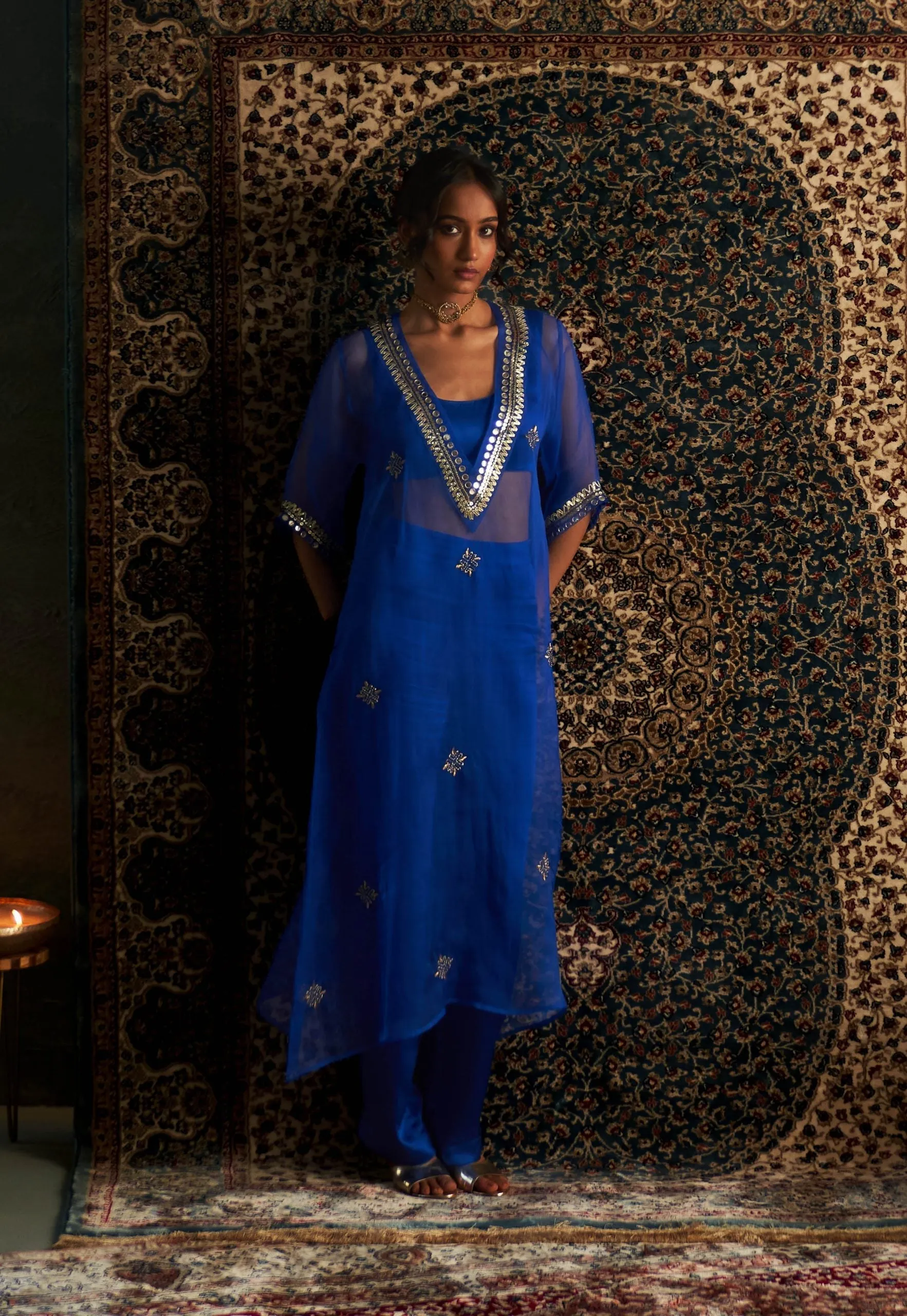 Neel Embroidered V Neck Co-ord Set/ Kurta set