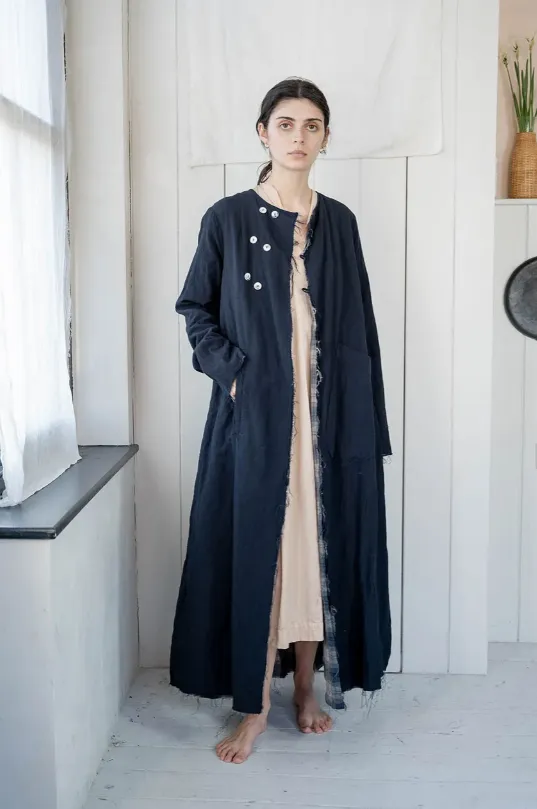 Sula 'Back Pleat' Reversible Coat - Dark Navy LAST ONE Size Small