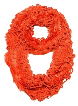 Tangerine Peach Couture Super Warm Ultra Thick Plush Stretchy Ruffled Infinity Loop Scarf