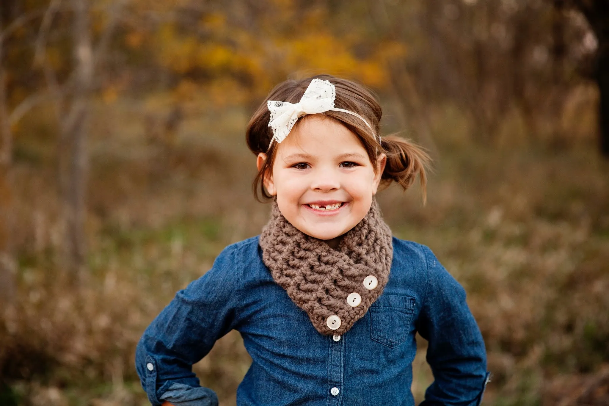 Taupe button scarf