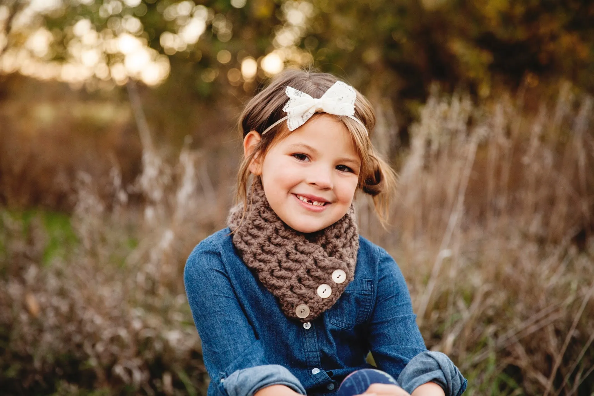 Taupe button scarf