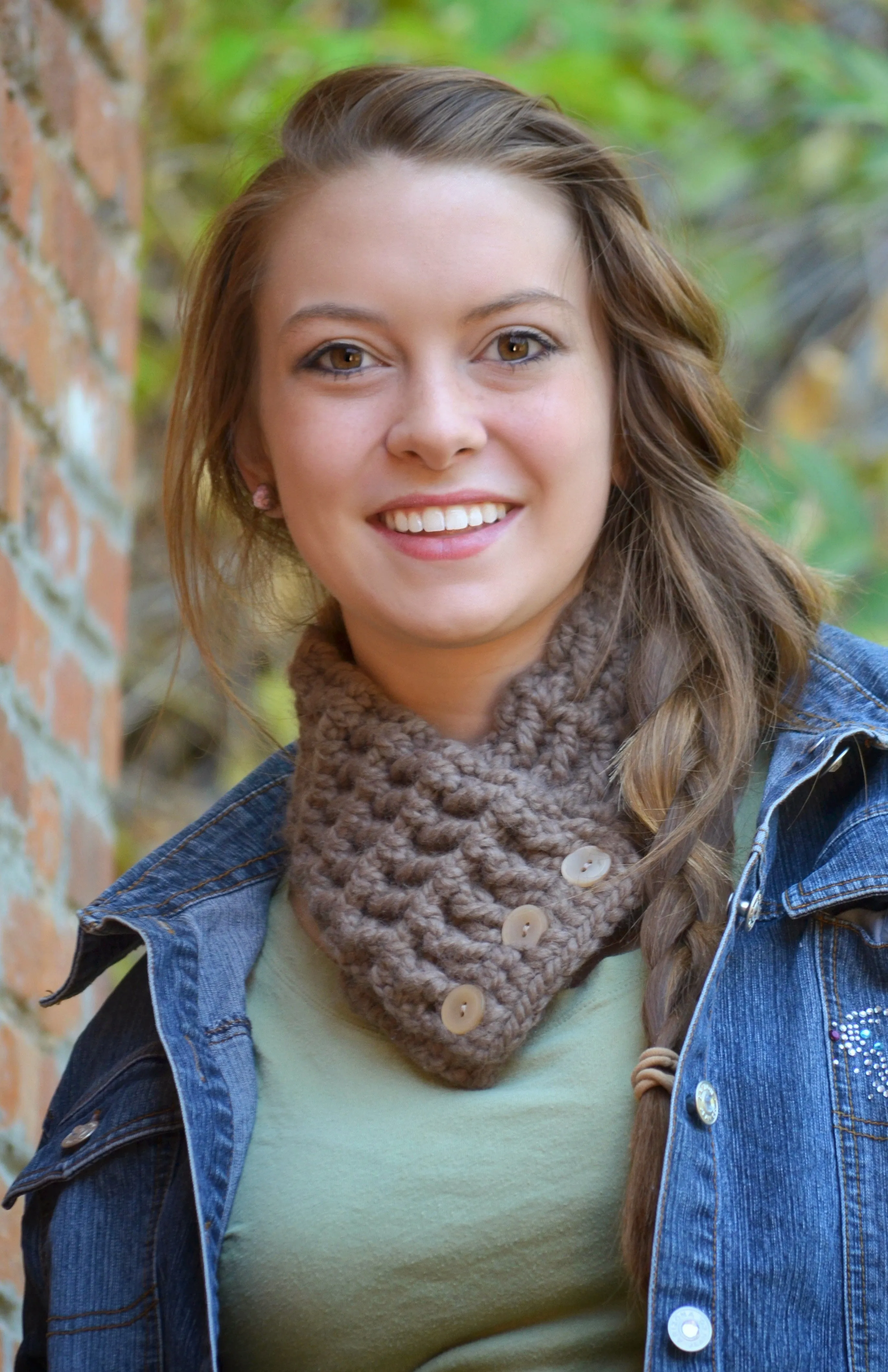 Taupe button scarf