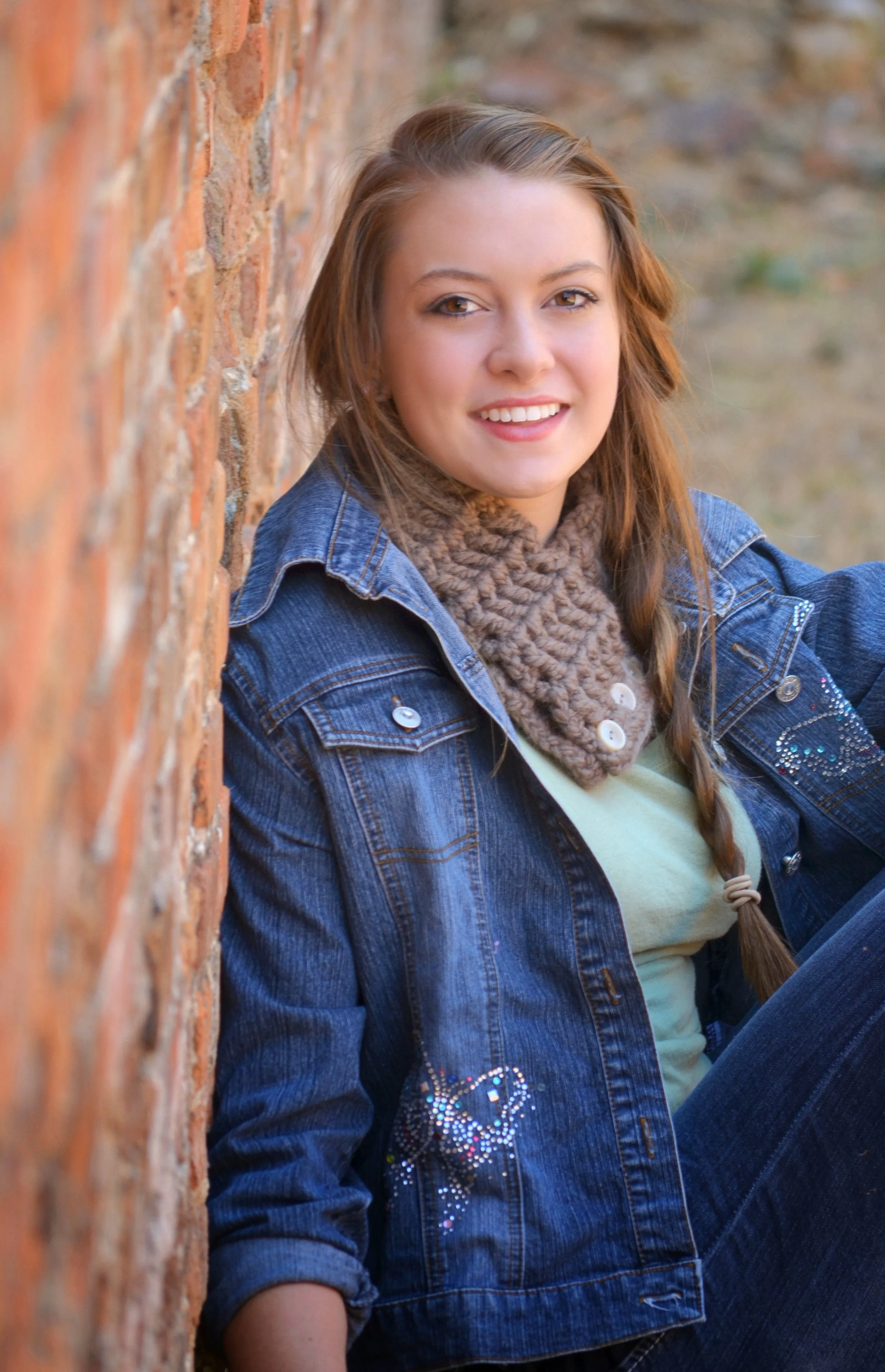 Taupe button scarf