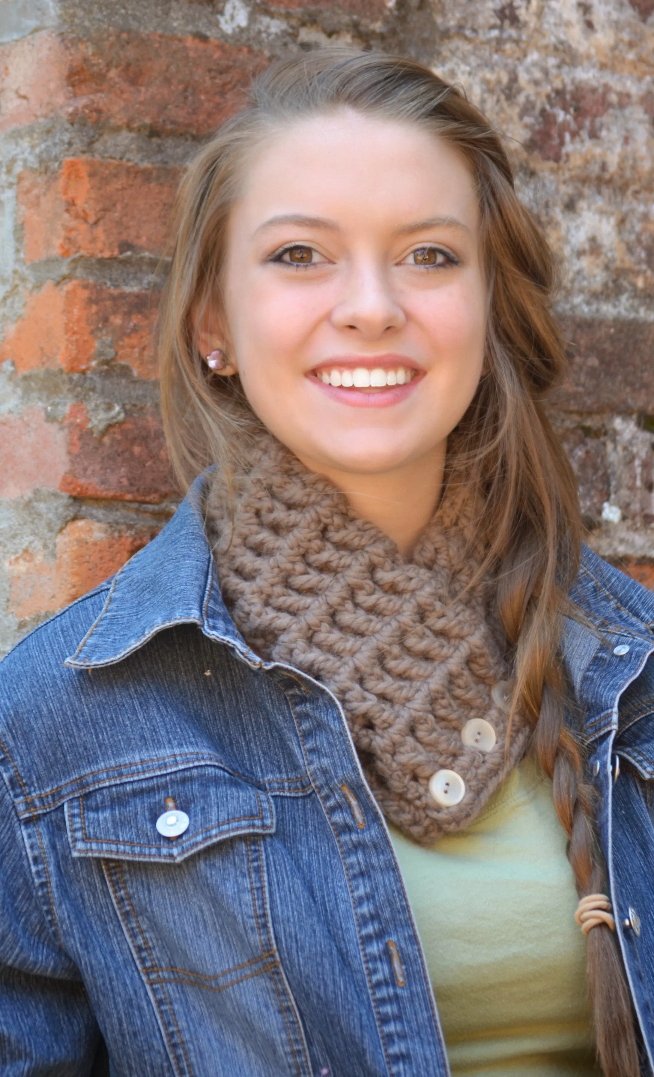 Taupe button scarf