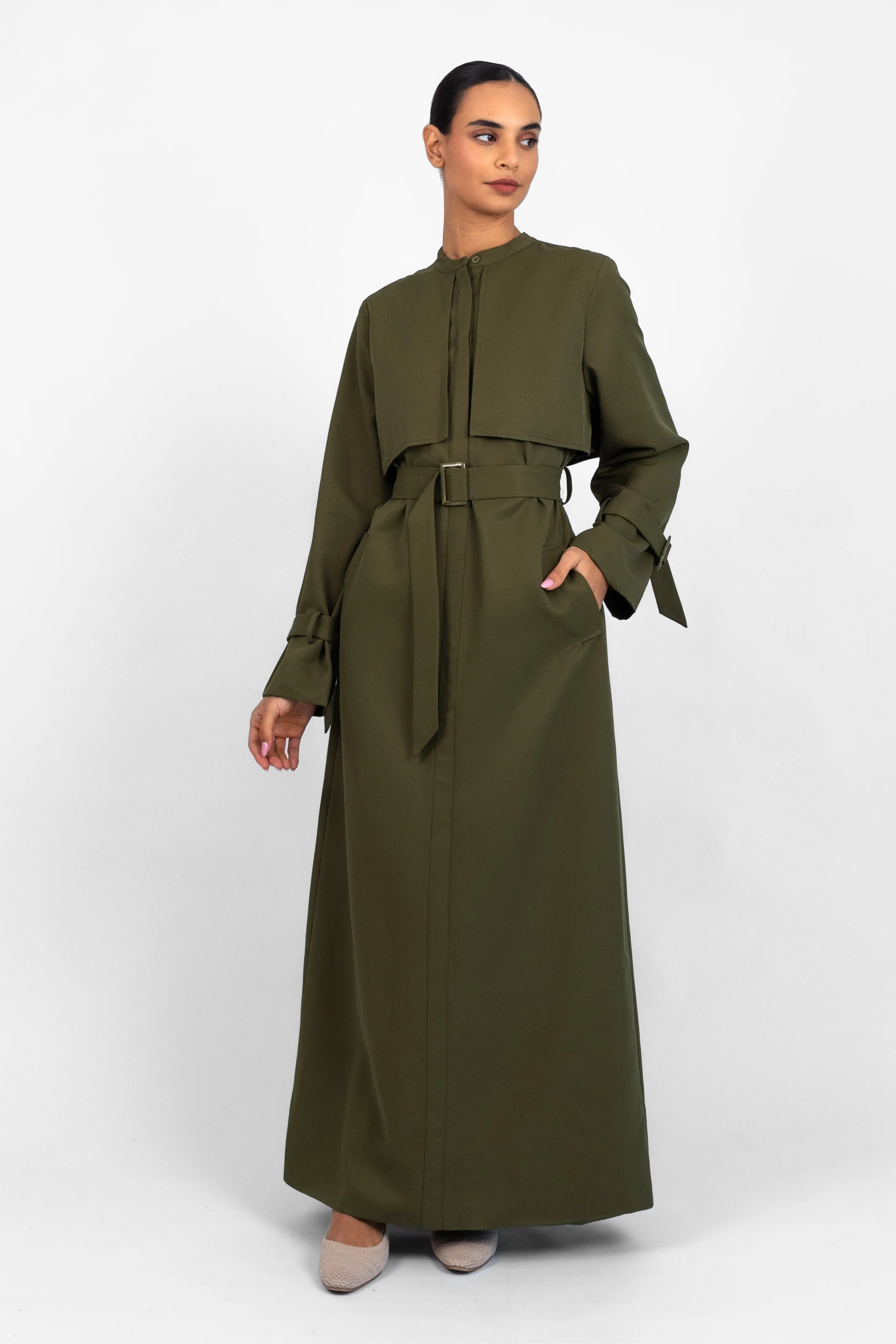 Trench Coat Dress - Khaki Green