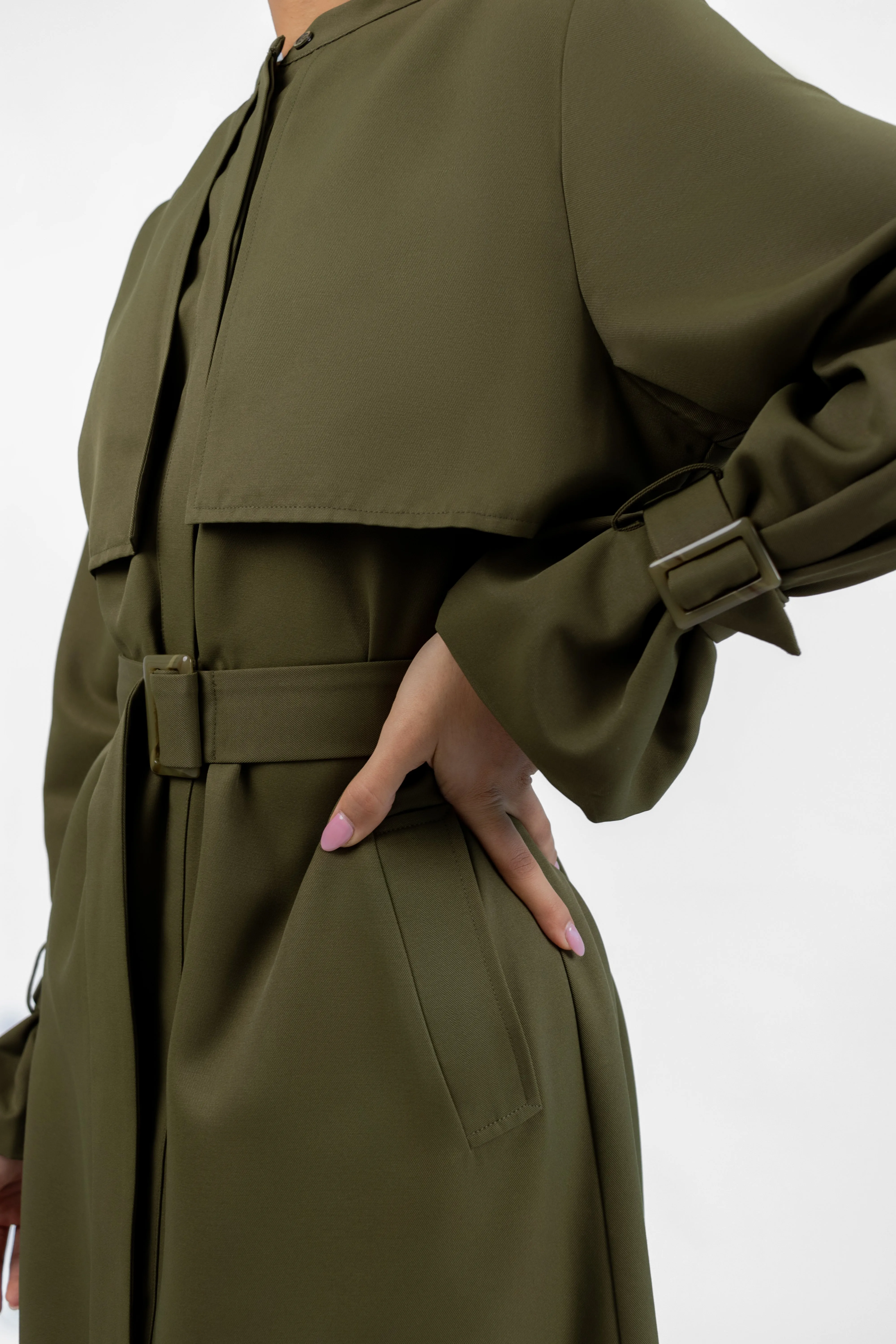 Trench Coat Dress - Khaki Green