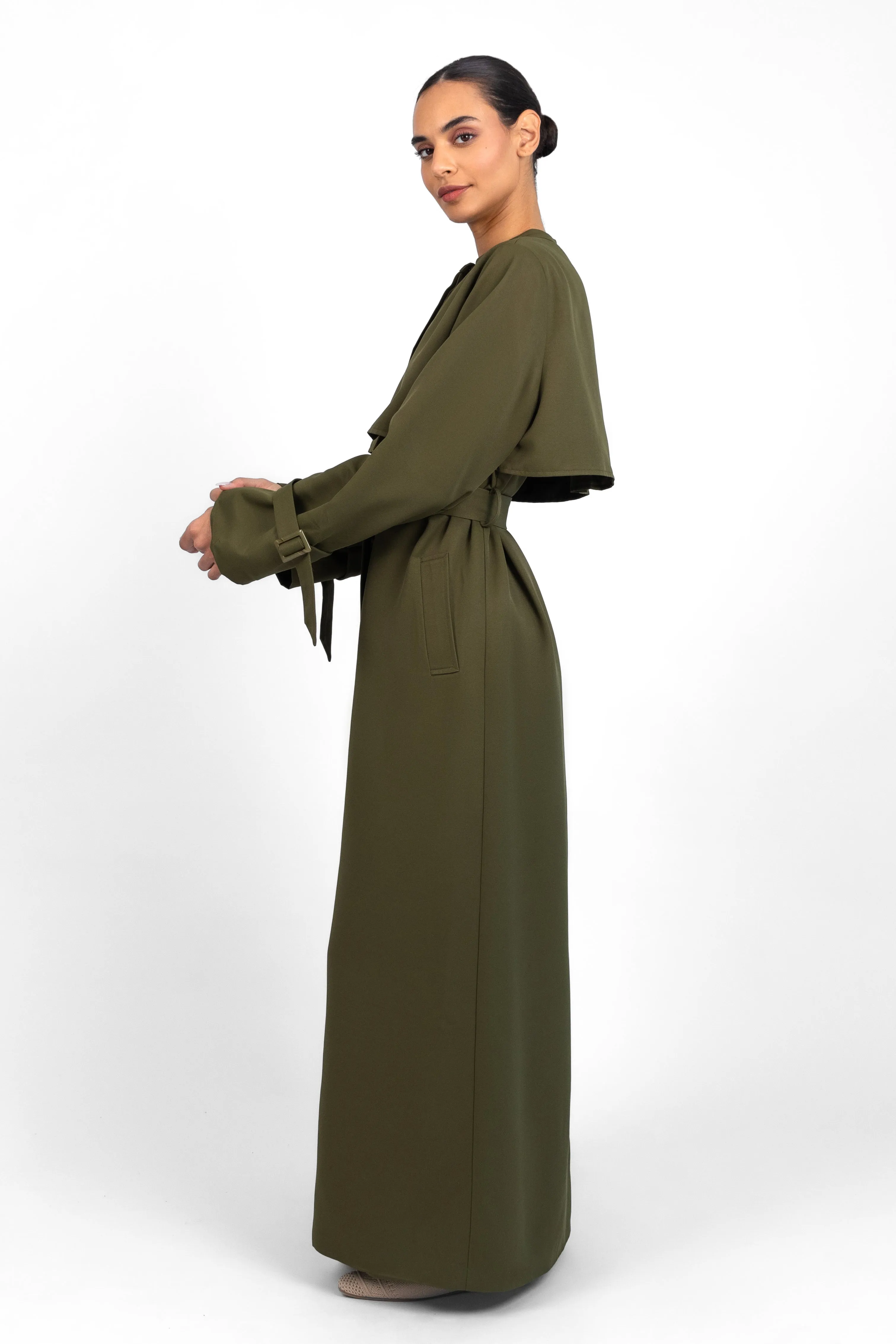 Trench Coat Dress - Khaki Green