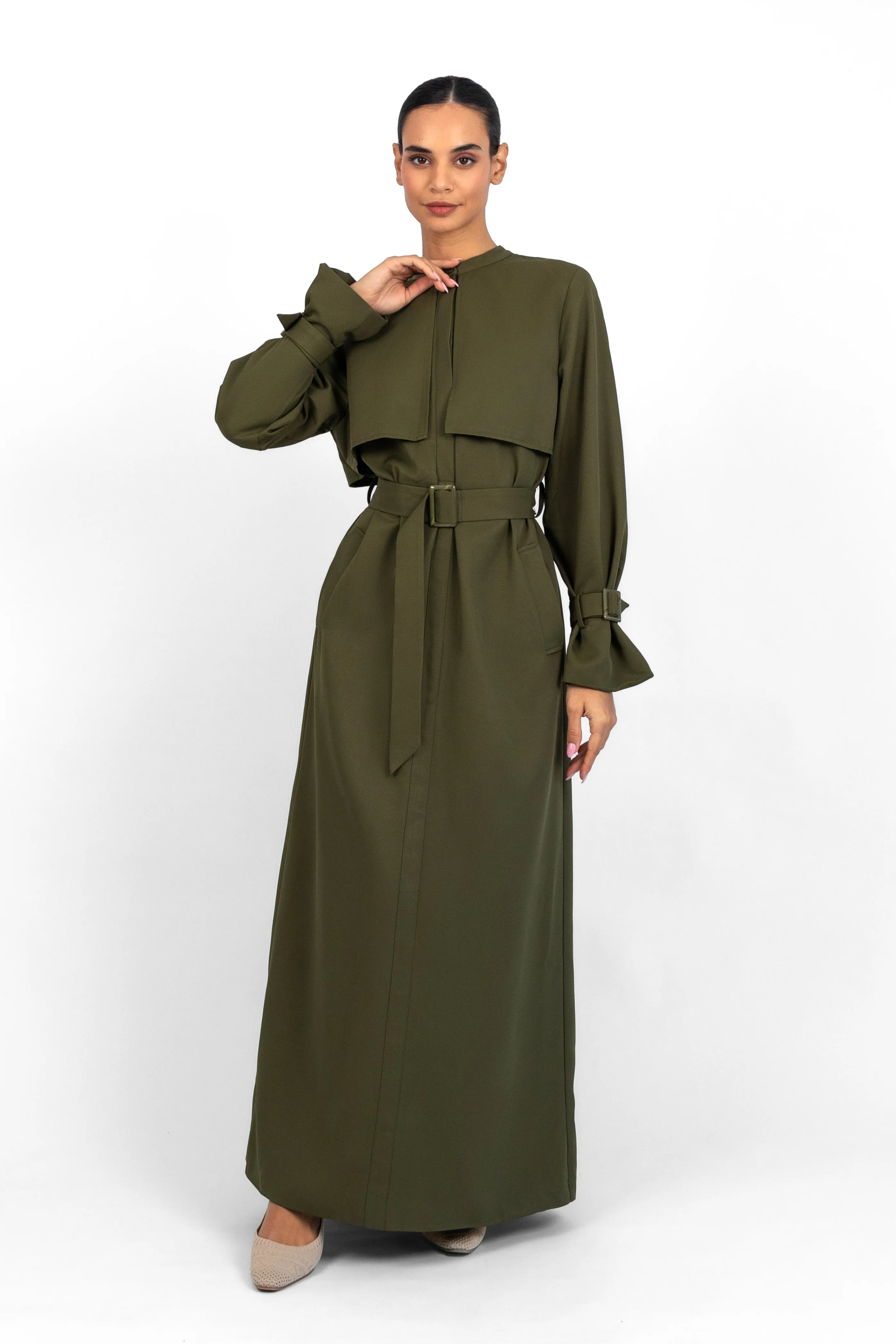 Trench Coat Dress - Khaki Green