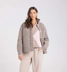 Two T's -  Houndstooth Shacket - Espresso