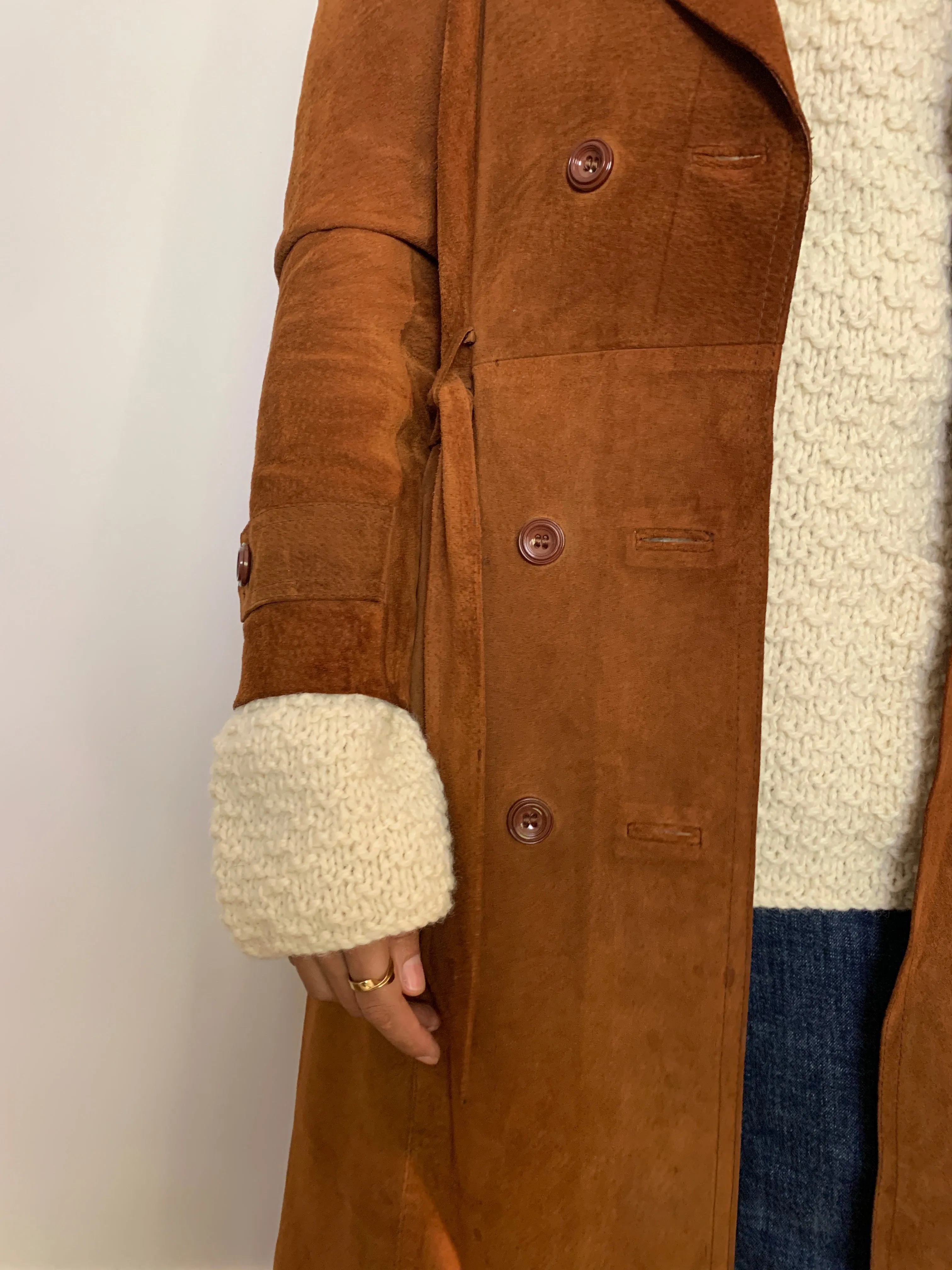 Vintage 1970s suede trench coat