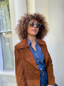 Vintage 1970s suede trench coat