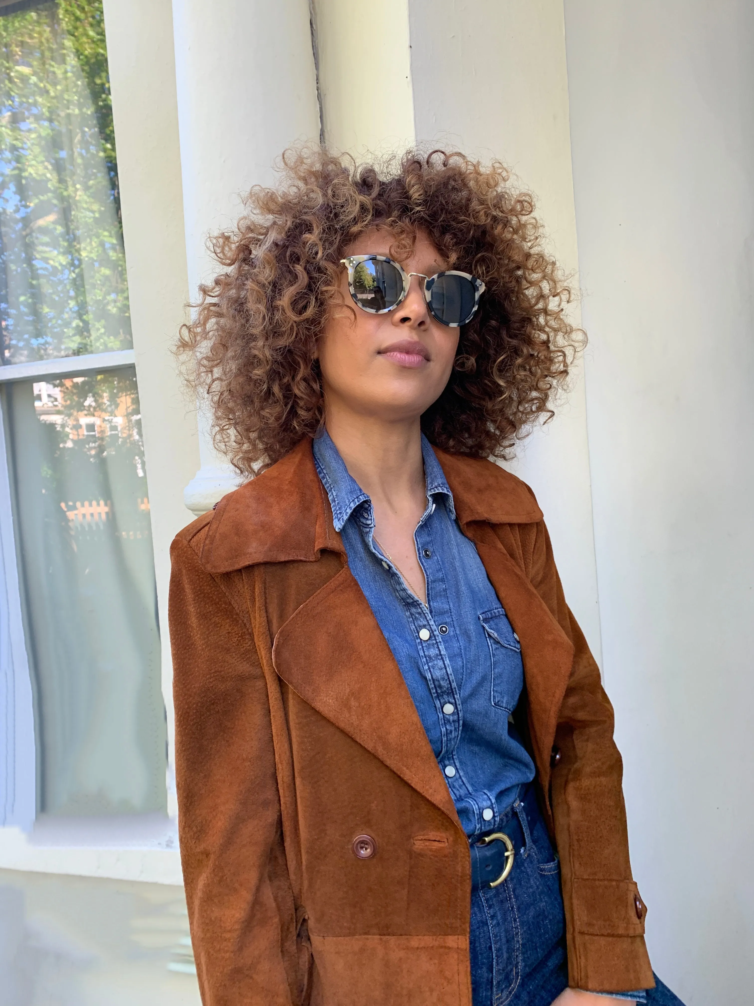 Vintage 1970s suede trench coat
