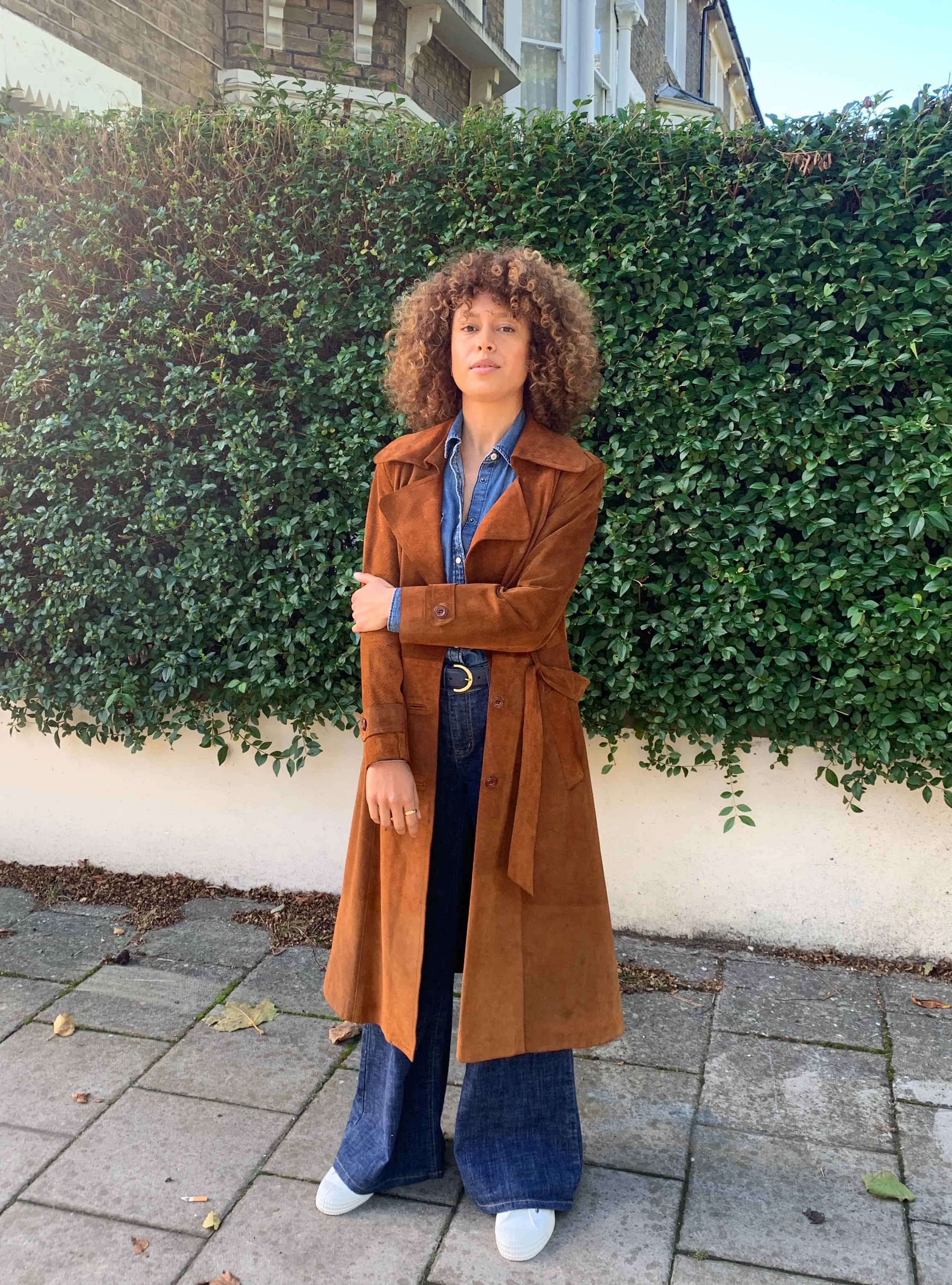 Vintage 1970s suede trench coat