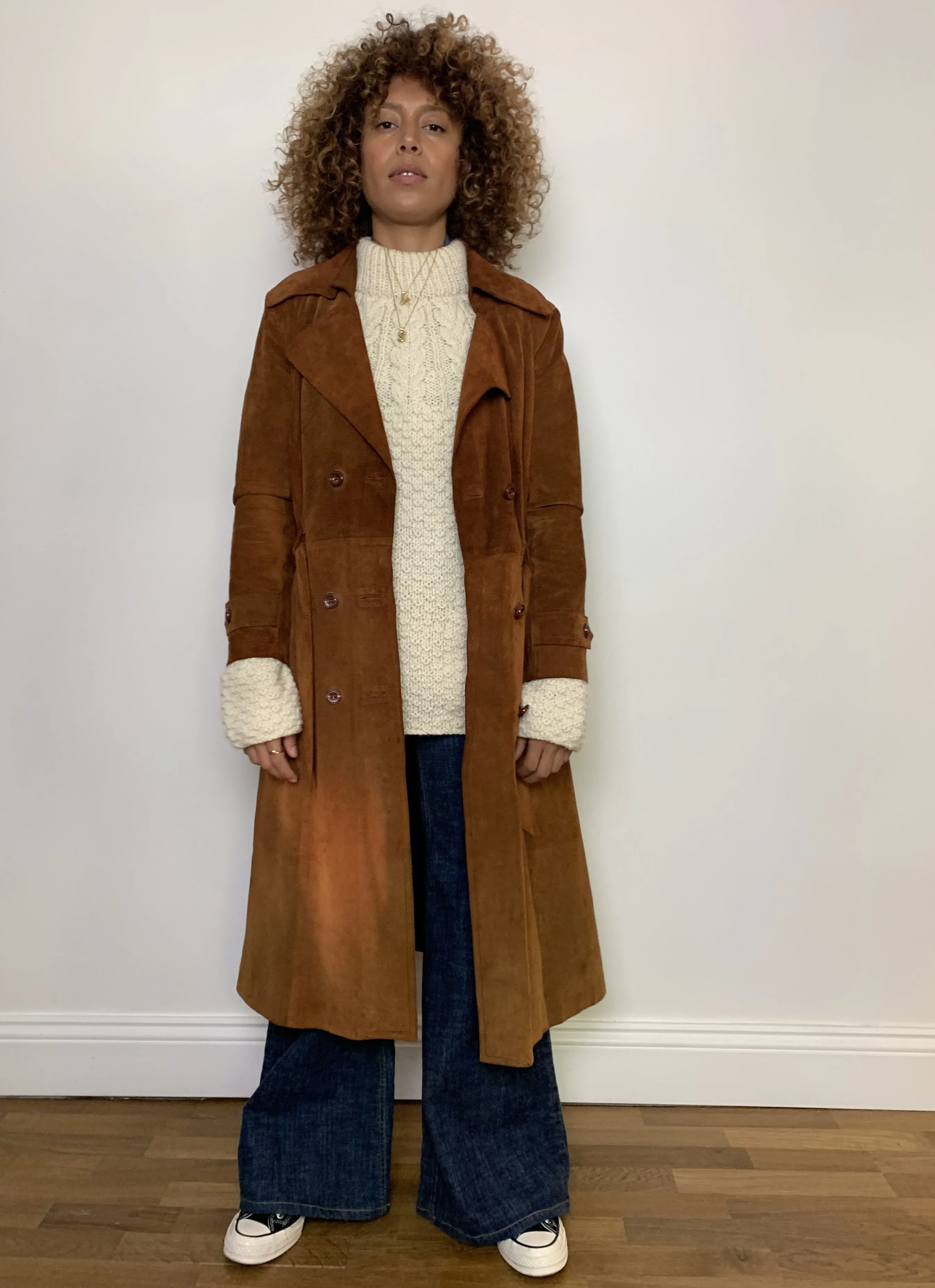 Vintage 1970s suede trench coat