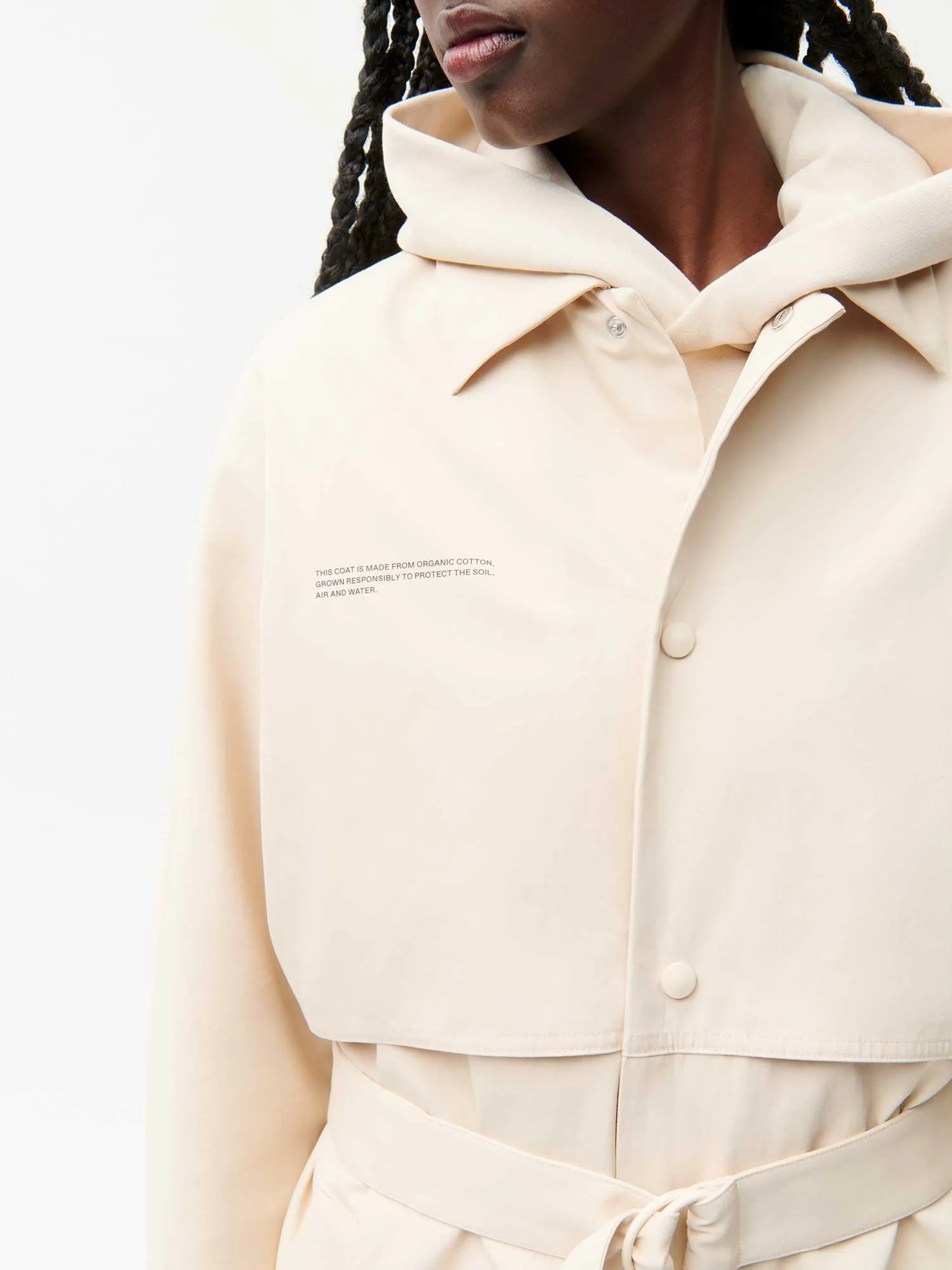Womens Organic Cotton Trench Coat—sand