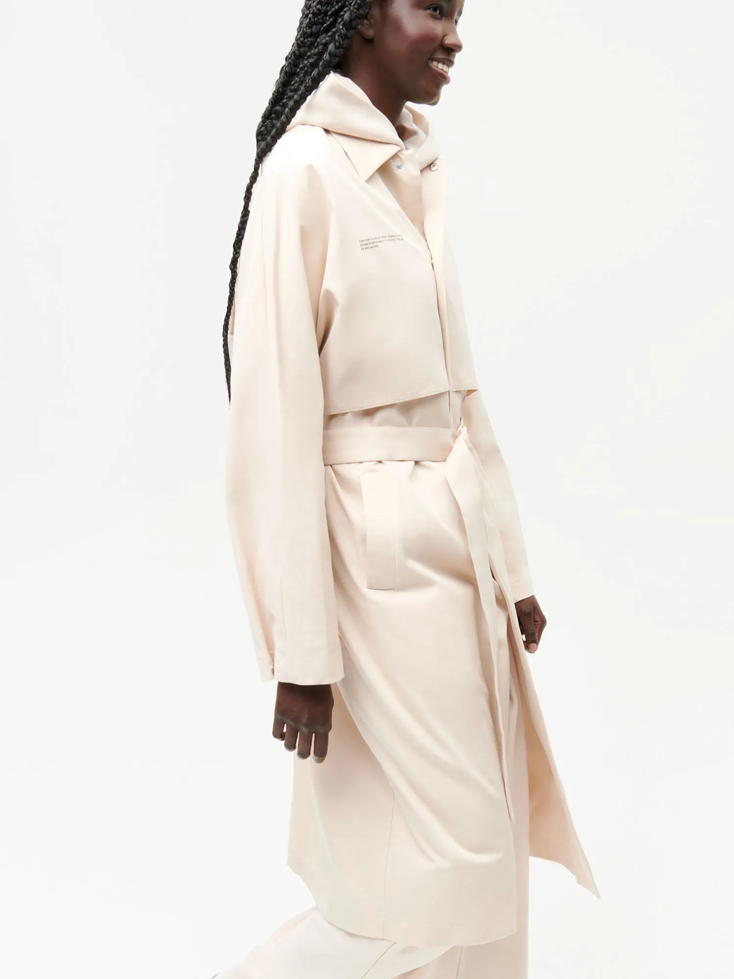 Womens Organic Cotton Trench Coat—sand