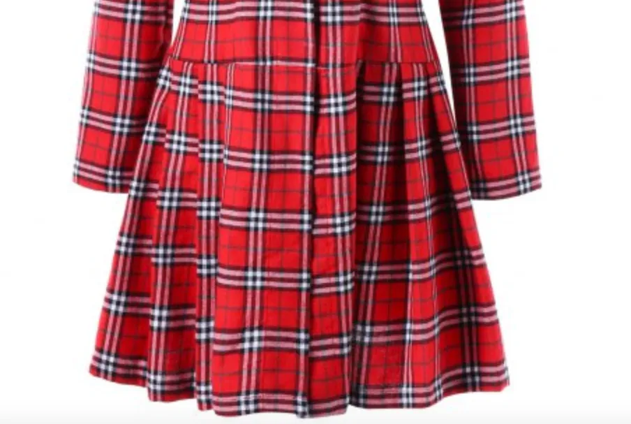 Womens Tartan Coat • Skirted Style with Faux Fur Collar